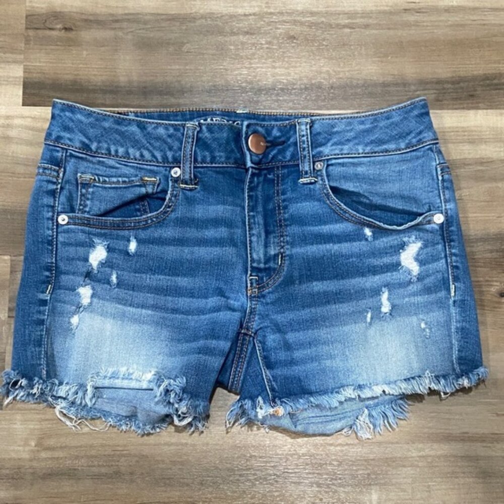 American Eagle Outfitters Blue Distressed Jean Shorts